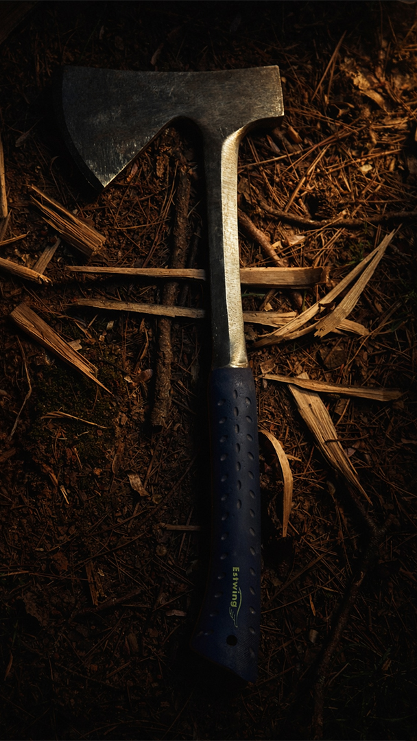 Estwing camper's axe on the forest floor